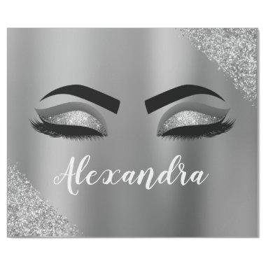 Silver Glitter Sparkle Eyelashes Monogram Name Wrapping Paper