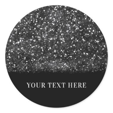 Silver Glitter Sparkling Lights Sparkly Chic Party Classic Round Sticker