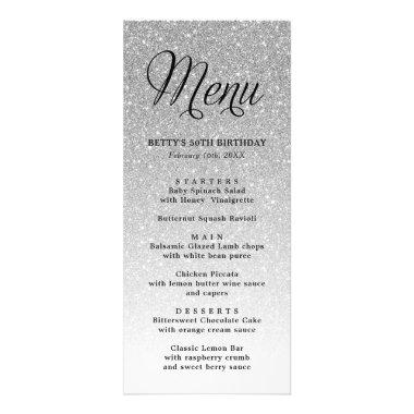 Silver Glitter Tall Menu Invitations