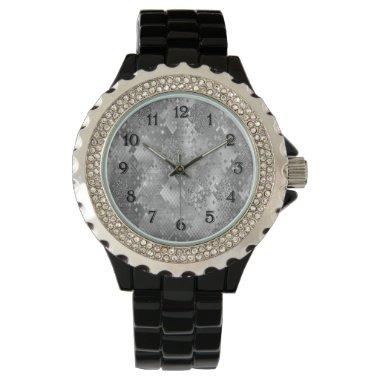 Silver Glitzy Glitter Snake Skin Watch