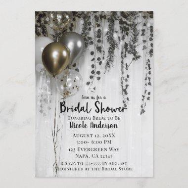 Silver Gold Metallic Balloons Ivy Bridal Shower Invitations