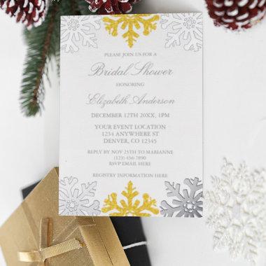 Silver Gold Snowflake Winter Bridal Shower Foil Invitations