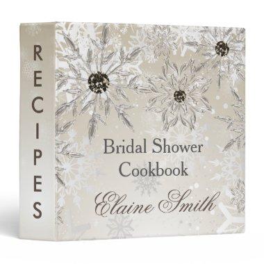 silver gold snowflakes bridal shower recipe 3 ring binder