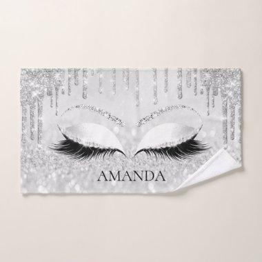 Silver Gray Drips Eyelashes Makeup Artist Princes Hand Towel