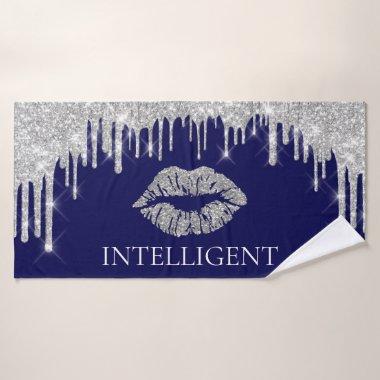 Silver Gray Drips Kiss Lips Name INTELLIGENT Bath Towel