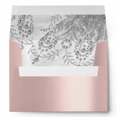 Silver Gray Lace Wedding Royal Sweet16th Rose Envelope