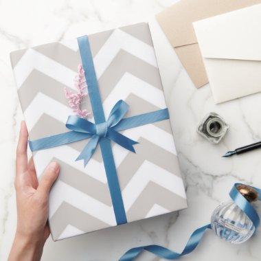 Silver Gray & White Thick Chevron Wedding Birthday Wrapping Paper