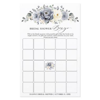 Silver Grey Ivory Winter Boho Bridal Shower Bingo