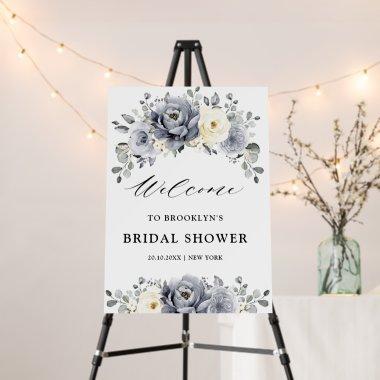 Silver Grey Ivory Winter Bridal Shower Welcome  Foam Board