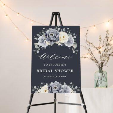 Silver Grey Ivory Winter Bridal Shower Welcome  Foam Board