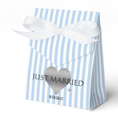 Silver Heart Blue And White Shower Party Favor Boxes