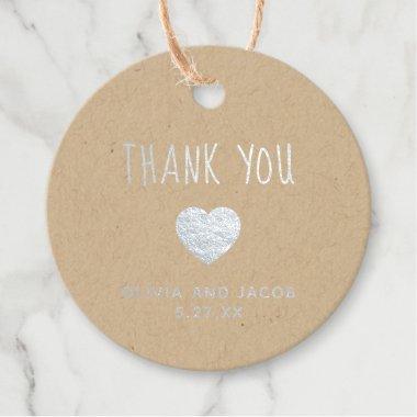 Silver Heart | Simple Wedding Thank You Foil Favor Tags