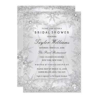 Silver Jewel Snowflake Bridal Shower Corset Invitations