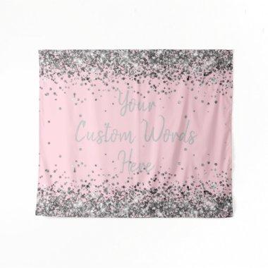 Silver Light Pink Birthday Party Photo Booth Prop Tapestry