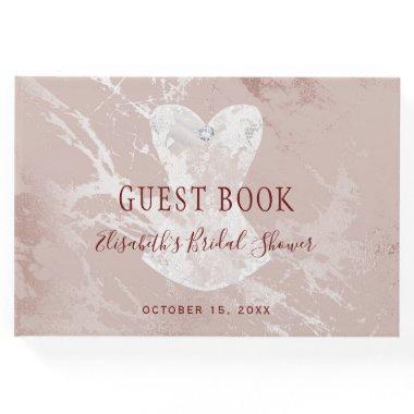 Silver marble and blush bridal shower guest book