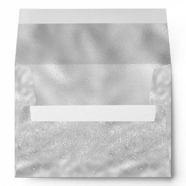 Silver Metallic Glitter Chic Modern Elegant Envelope