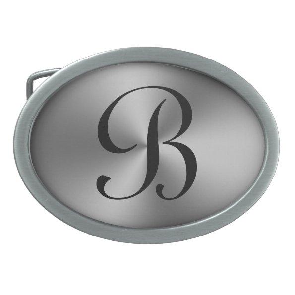 SIlver metallic shine custom monogram belt buckle