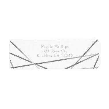 Silver Modern Geometric Line Glam Party  Label