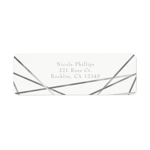 Silver Modern Geometric Line Glam Party  Label