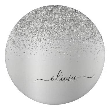 Silver Monogram Glitter Sparkle Girly Script Eraser