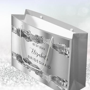 Silver name elegant bridesmaid large gift bag