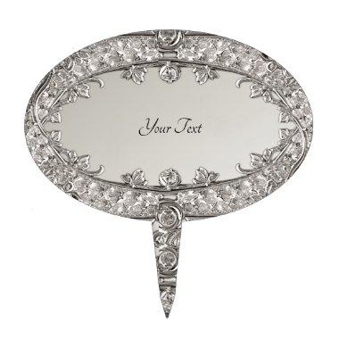 Silver Ornate Modern Cake Topper