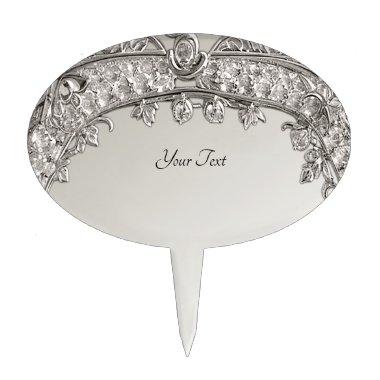 Silver Ornate Modern Cake Topper