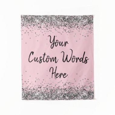 Silver Pink Black Birthday Party Photo Booth Prop Tapestry