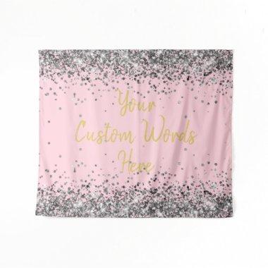 Silver Pink Gold Birthday Party Photo Booth Prop Tapestry