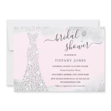 Silver Pink Sparkle Diamond Dress