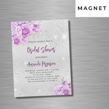 Silver pink violet flowers luxury  Magnetic