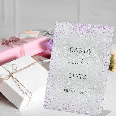 Silver purple glitter dust Invitations gifts sign