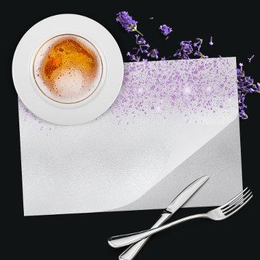 Silver purple glitter dust party paper placemat