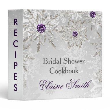 silver purple snowflakes bridal shower recipe 3 ring binder