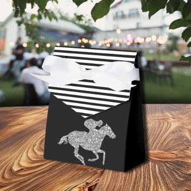 Silver Racehorse Black White Stripes Favor Boxes