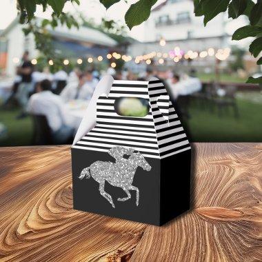 Silver Racehorse Black White Stripes Favor Boxes