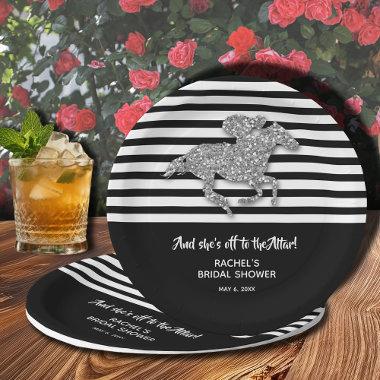 Silver Racehorse Off to the Altar Bridal Shower Paper Plates