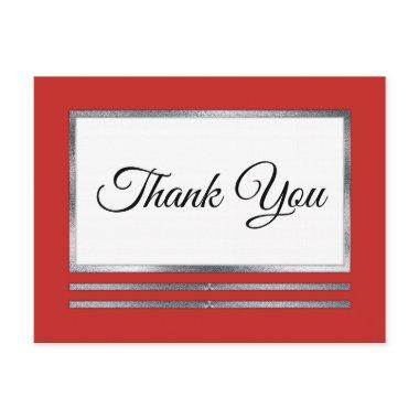 Silver | Red Modern Simple Elegant Thank You PostInvitations