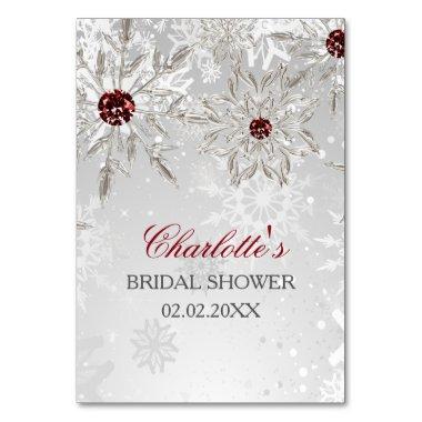 silver red snowflakes bridal shower bingo Invitations