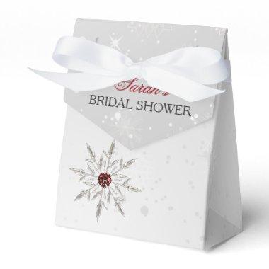 silver red snowflakes bridal shower favor box