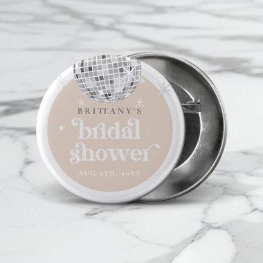 Silver Retro Disco Groovy Bridal Shower Button