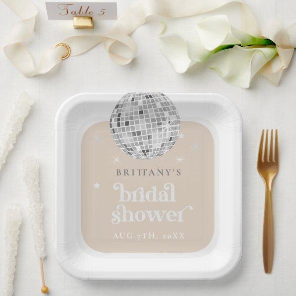 Silver Retro Disco Groovy Bridal Shower Favor Bag Paper Plates