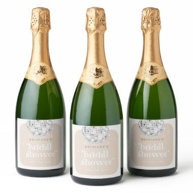 Silver Retro Disco Groovy  Sparkling Wine Label
