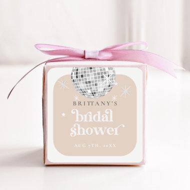 Silver Retro Disco Groovy Bridal Shower Square Sticker