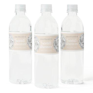 Silver Retro Disco Groovy Bridal Shower Water Bottle Label