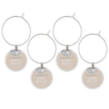 Silver Retro Disco Groovy  Wine Charm