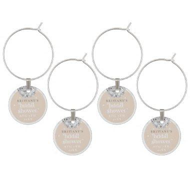 Silver Retro Disco Groovy Bridal Shower Wine Charm