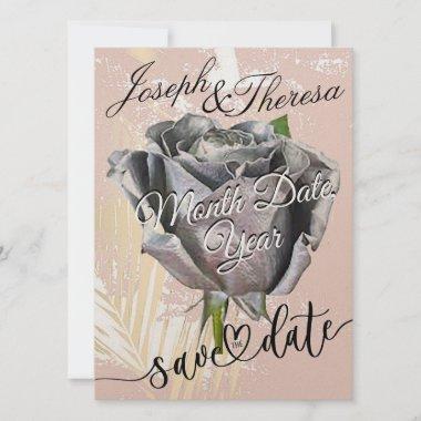 “Silver Rose” 3.5" x 5" Flat Save The Date Invitations