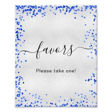 Silver royal blue party favors photo print