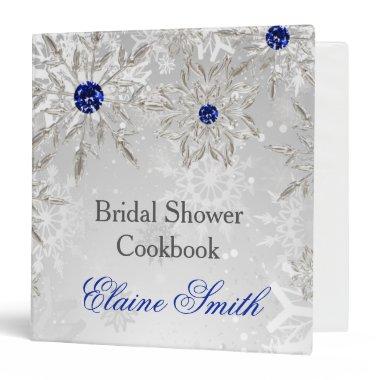 Silver Royal Blue snowflakes  recipe 3 Ring Binder